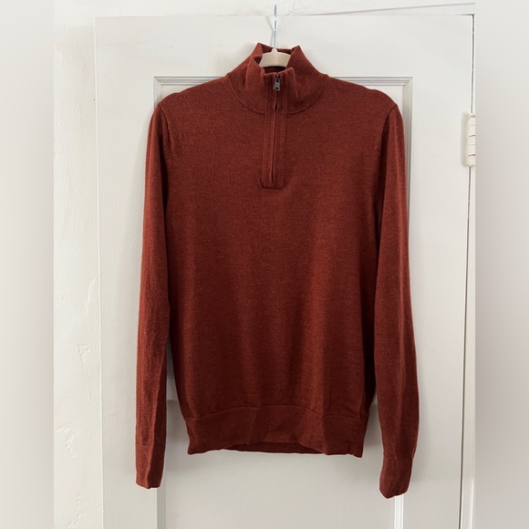 EUC Banana Republic Men’s Franco Merino Wool Half Zip Sweater Rust Red small - Picture 1 of 15